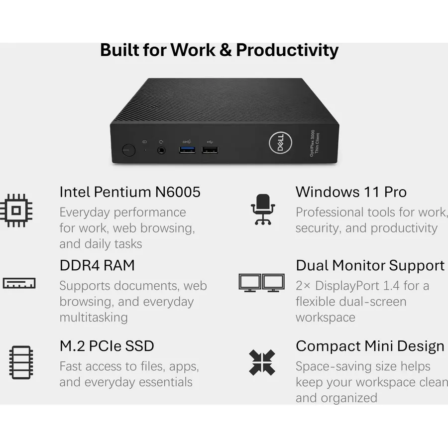 Dell OptiPlex Mini PC Desktop | 8GB RAM | 256GB PCIe SSD | Windows 11 Pro | Intel 4-Core Processor | Dual DisplayPort 1.4 | Ethernet | Business & Everyday Use