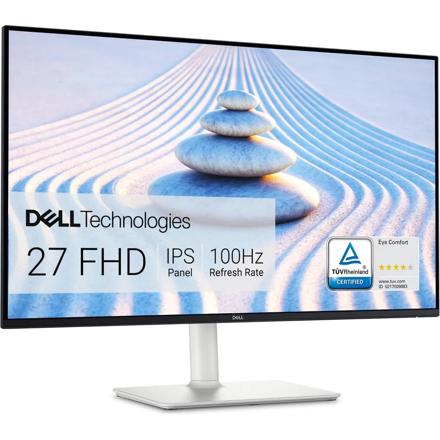 Dell S2725HS 27 Inch Monitor, FHD (1920x1080) Display, 100Hz Refresh Rate, 1500:1 Contrast Ratio, TÜV Rheinland Eye Comfort 4 Star, Integrated 2x5W Speaker, Height/Tilt/Swivel/Pivot- Ash White Color