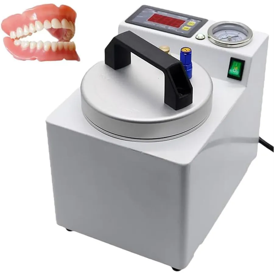 Denture Polymerization Pressure Pot, 65W Automatic Resin Curing Unit with Digital Display & Air Pump for Crowns Bridges, Portable Lab Device up to 4kg/cm2