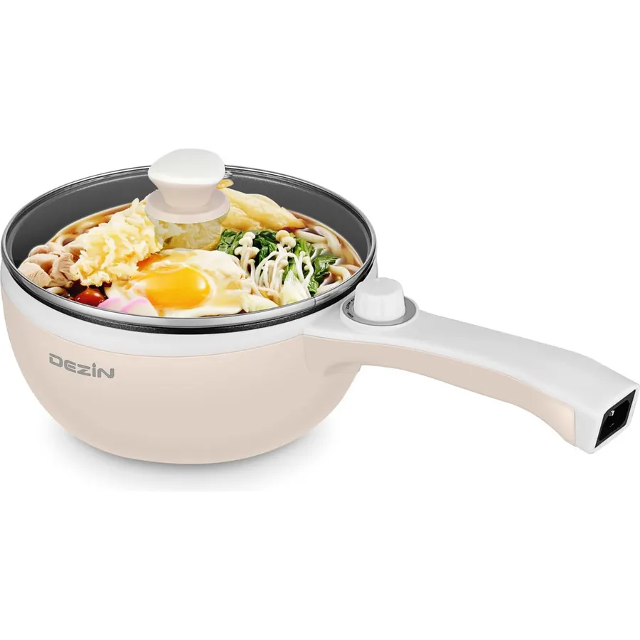 Dezin Electric Pot, 1.5L Non-Stick Portable Hot Pot Electric Upgraded, 700W