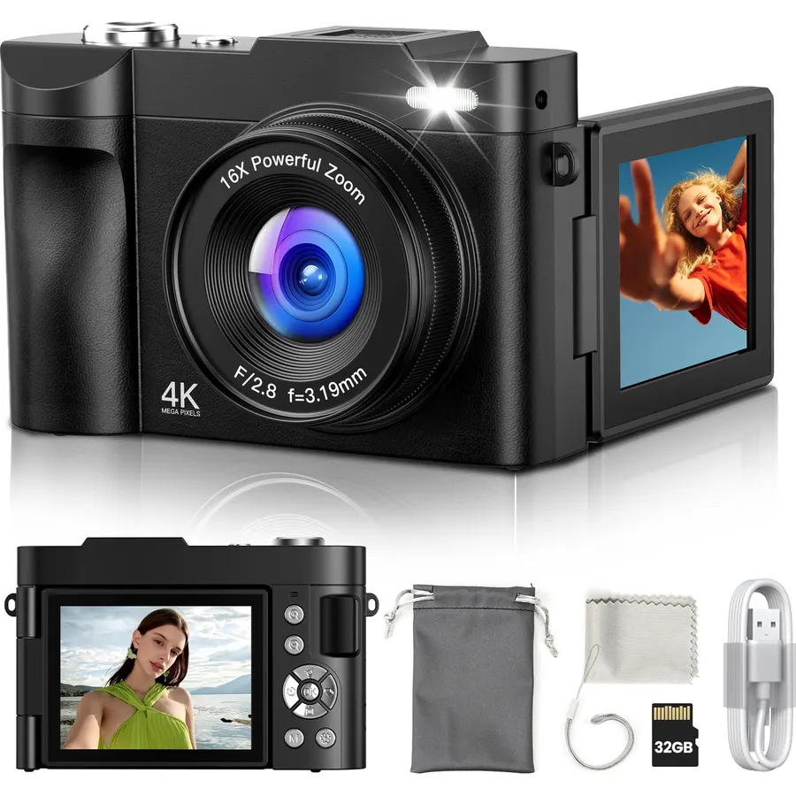 4K Digital Camera for Photography & Vlogging, 56MP YouTube Camera with WiFi