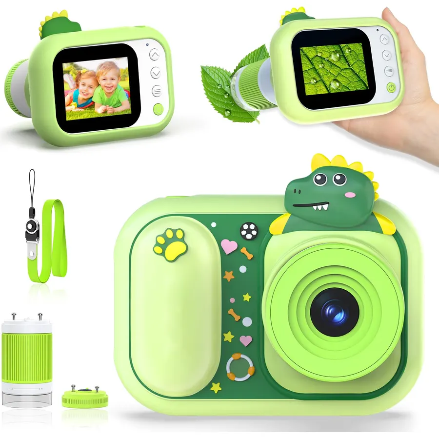 Mini Camera for Kids, 1080P, 1.3" Screen, 4 Zoom Settings(Yellow)