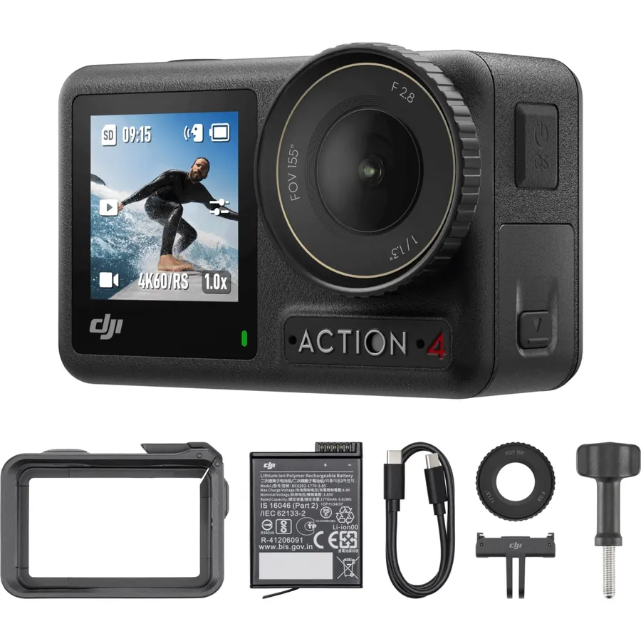 DJI Osmo Action 4 Essential Combo, Waterproof Action Camera Vlogging Camera