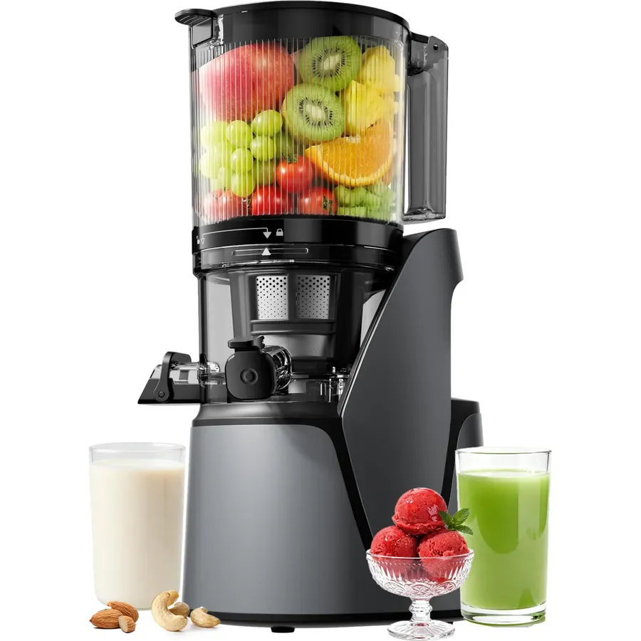 Cold Press Juicer, Juicer Machines with 6" Large Wide Feed Chute, High Juice Yield Slow Masticating Juicer, Easy to Clean, Quiet Brushless Copper Motor, Juicers for Whole Fruits & Vegetables