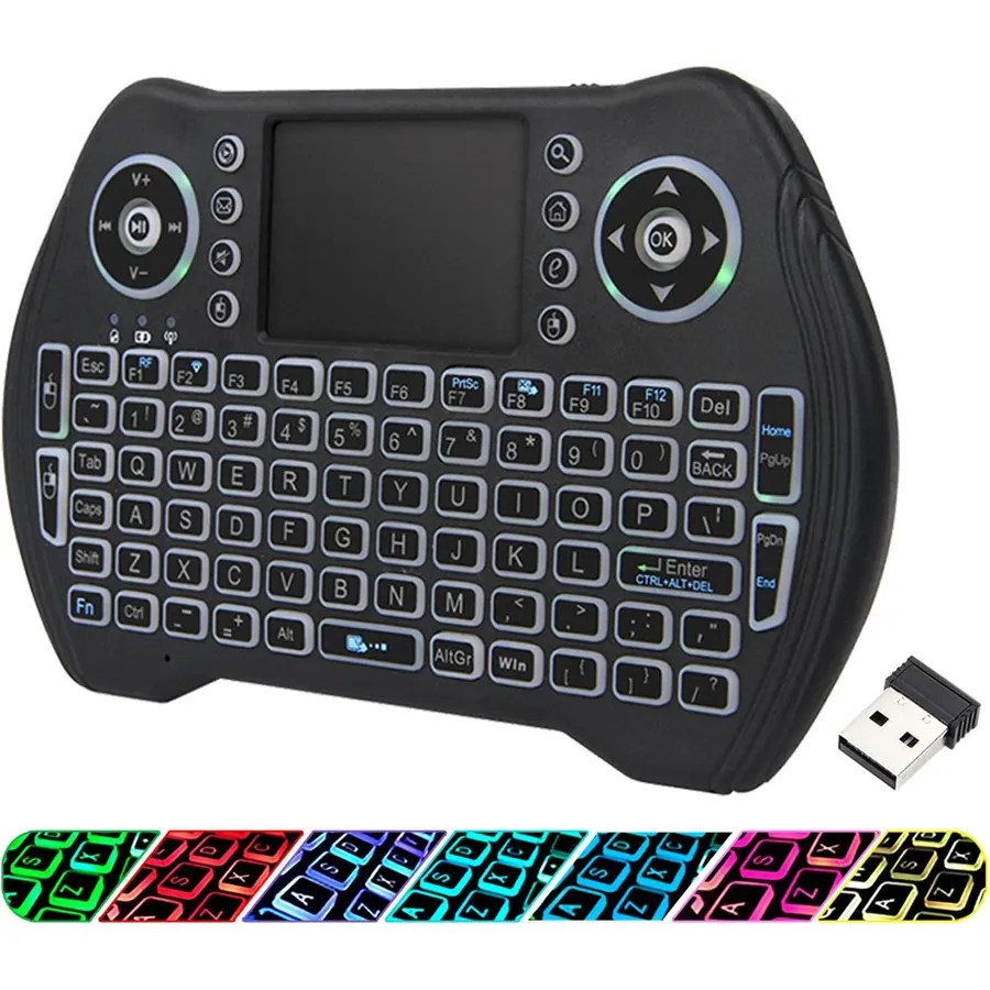 EASYTONE Backlit Mini Wireless Keyboard Touchpad Mouse Combo with Rechargable Li-ion Battery Multi-Media Keys, Handheld Keyboard for Android TV Box, Smart TV, X-Box, PC, Android Windows Linux MacOS