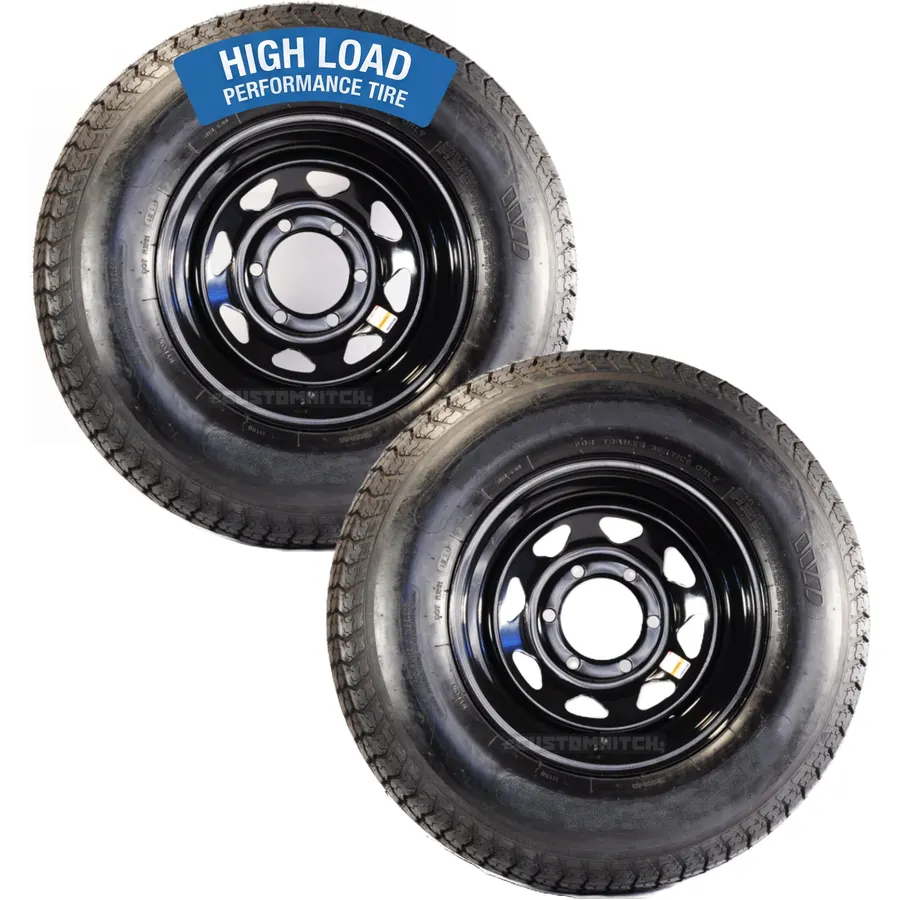 eCustomrim 2-Pack Radial Trailer Tire Rim Assembly ST225/75R15 Load E 6 Lug