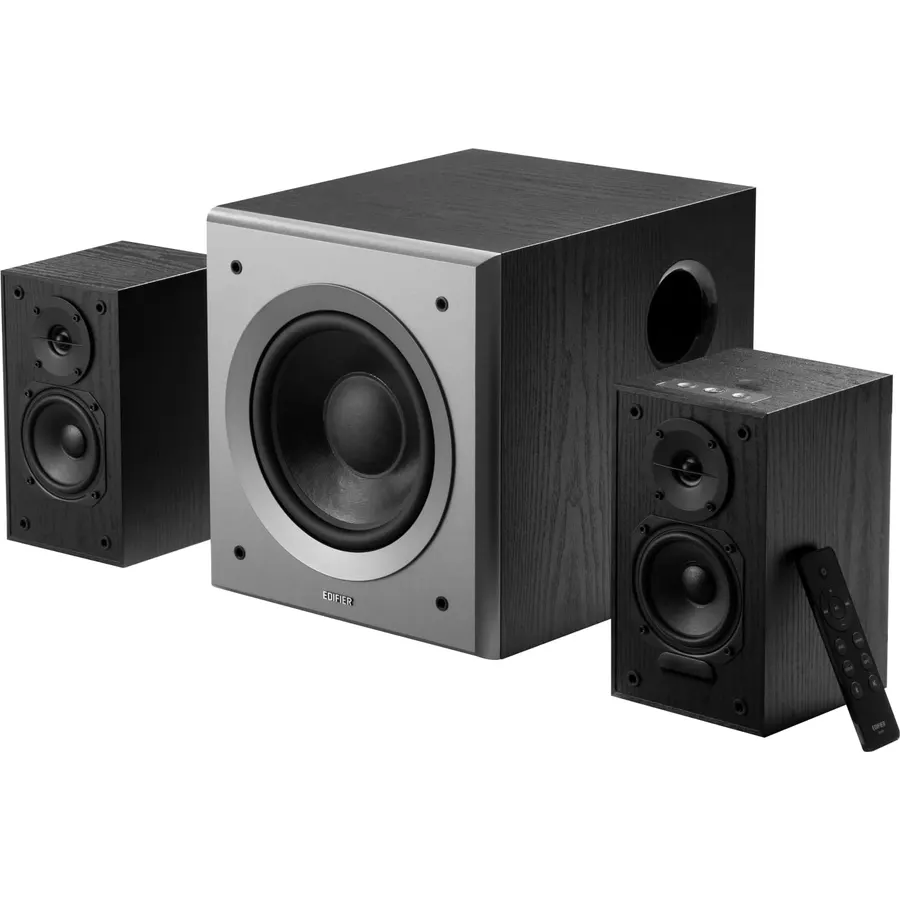 Edifier M601DB Bookshelf Coaxial Bluetooth with Optical & Auxiliary Speakers with 8 Inch Wireless Subwoofer, 2.1 Computer System Bluetooth 5.1 AptX,110W RMS, Black