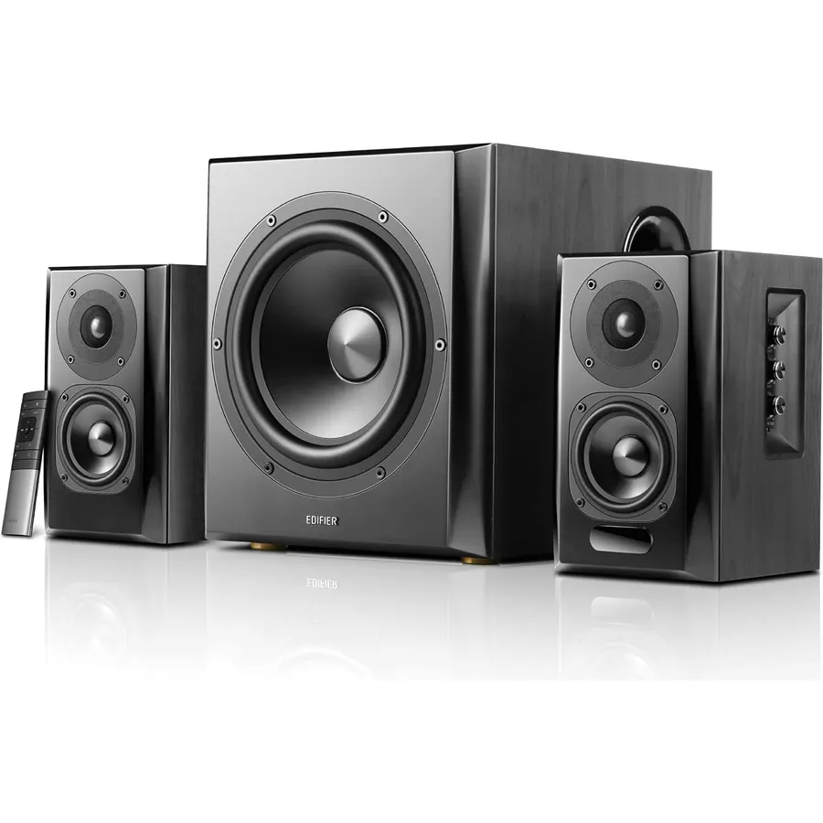 Edifier S351DB Bookshelf Speakers and Subwoofer 2.1 Speaker System Bluetooth V5.1 aptX Wireless Sound for Computer Rooms, Living Room & Dens