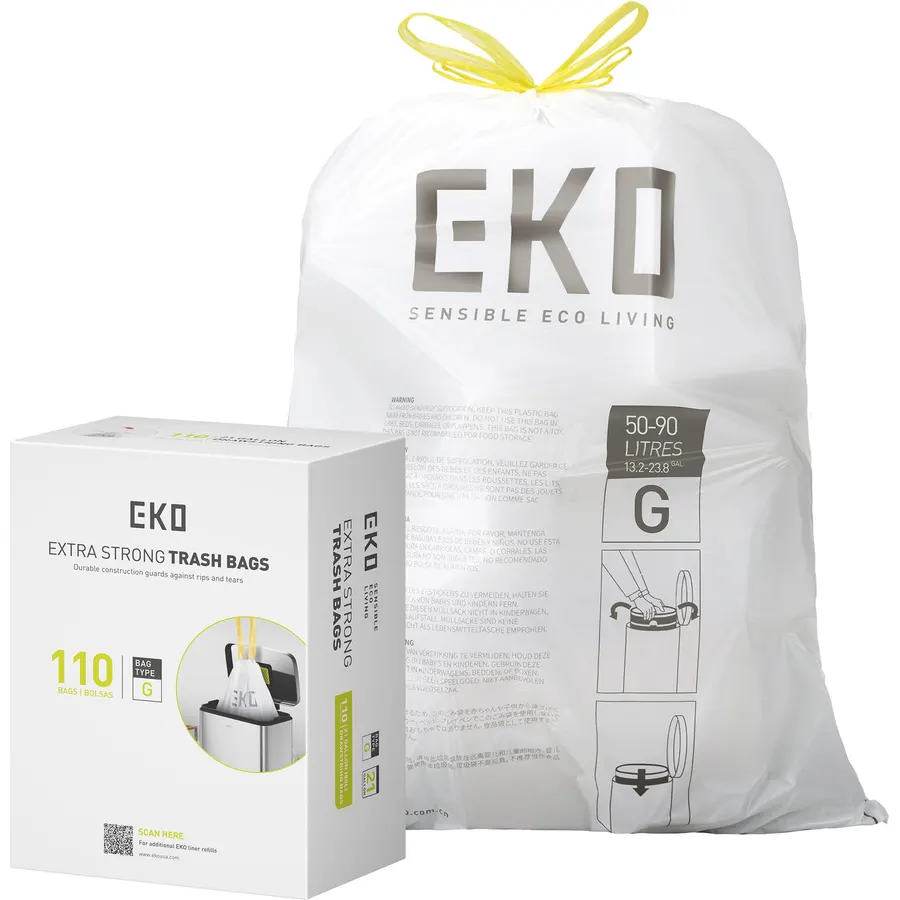 EKO 20 Gallon Extra-Strong XL Tall Kitchen Trash Bags, Code G, 110 ct