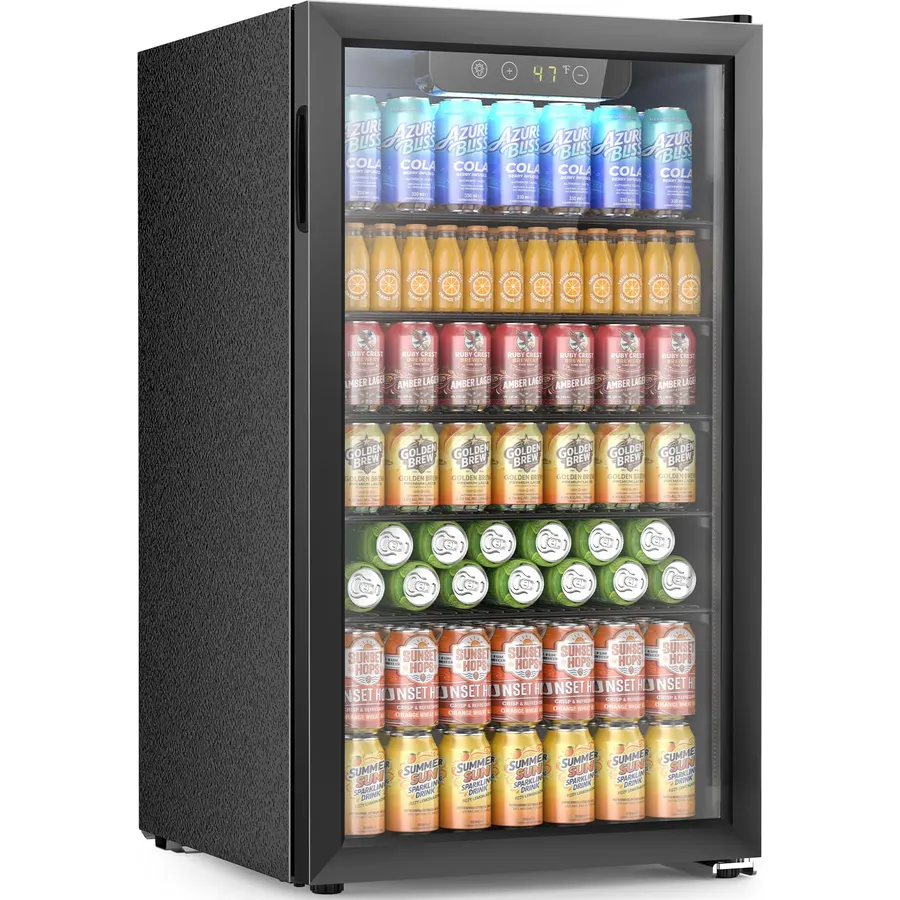 Electactic Mini Fridge 130 Can Beverage Refrigerator Cooler, 3.2 Cu.Ft Drink Fridge for Soda Wine Beer, Adjustable Temperature Control for Home Office, Black