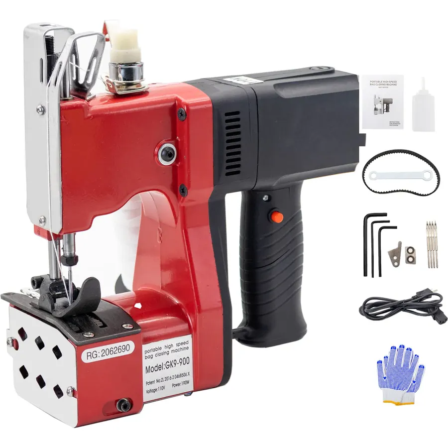 Electric Bag Sewing Machine - Ind. Handheld Bag Closer & Closing Stitcher GK9-900 for Woven Rice & Leather Bags