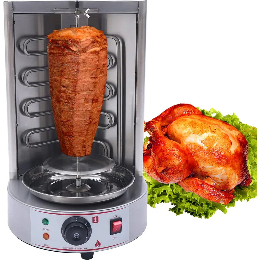 Electric Shawarma Grill Vertical Rotisserie Oven Broiler Gyro Doner Kebab Machine, 1600W Commercial Stainless Steel Kebab Gyro Rotisserie Oven with U-Shaped Heating Tube