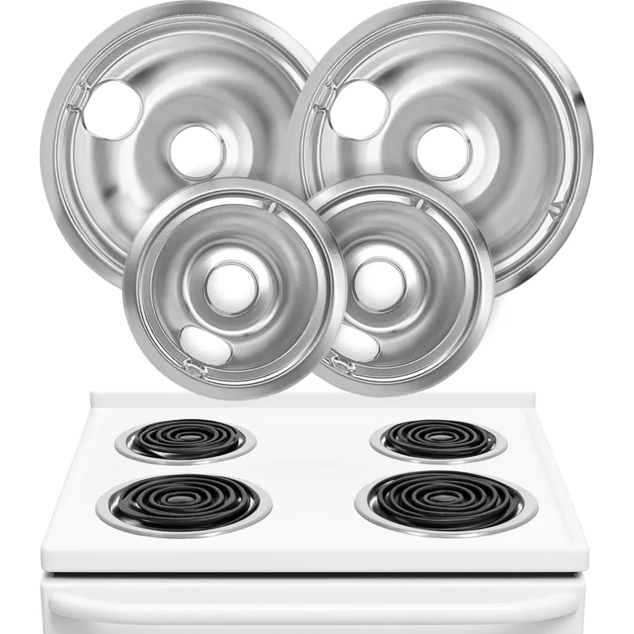 Electric Stove Drip Pans Set of 4 (2 x 6-Inch & 2 x 8-Inch) Replacement Stove Drip Pans for Electric Stove for GE & Hotpoint Ranges - Compatible with WB31T10010 and WB31T10011 Stove Burner Drip Pan