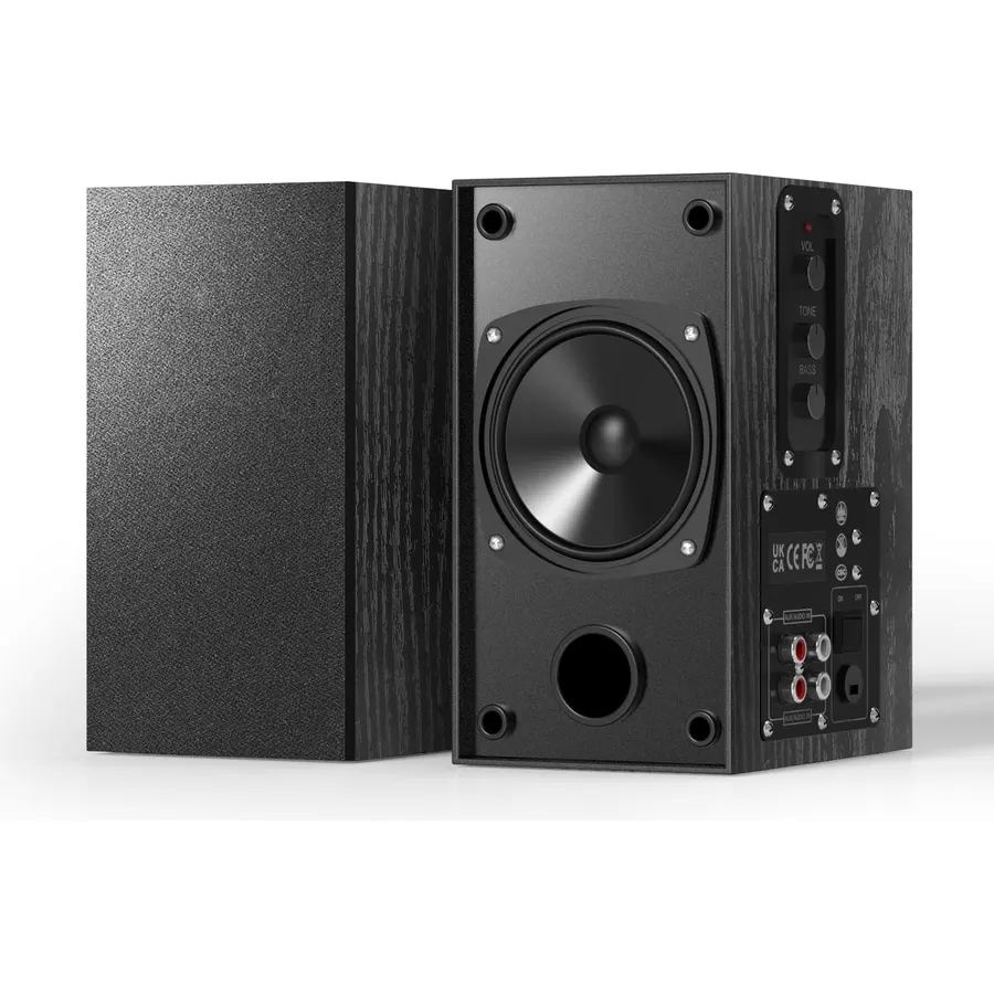 Elimavi 30W X 2 Powered Bookshelf Speakers, RCA Input for Turntable, Black