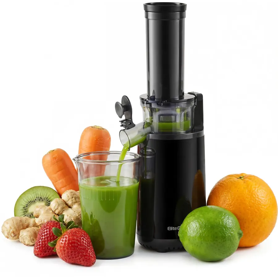 Elite Gourmet EJX600 BPA-Free Cold Press Juicer, 16 oz, Charcoal Grey