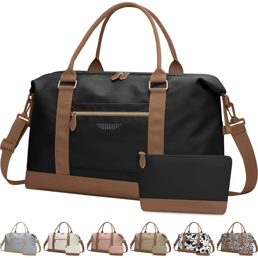 LOVEVOOK Travel Duffel Bag, Weekender Bags for Women, Large Overnight Bags with Shoe Compartment, 38L Carry on Gym Hospital Bag with Wet Pocket, 2 Pcs