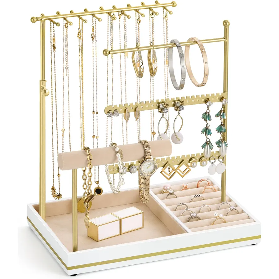 Emibele Jewelry Necklace Holder, 5 Tier Jewelry Organizers and Storage