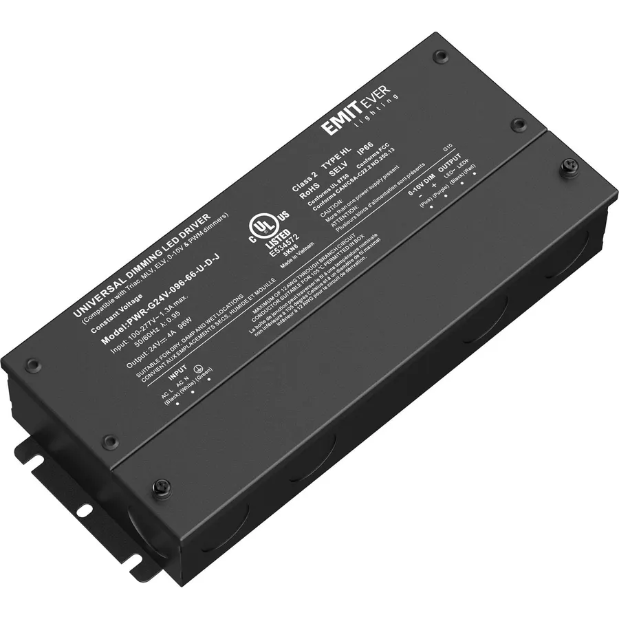 EMITEVER 96W 24V 5-in-1 Dimmable LED Driver,AC 110-277V to DC Power Supply