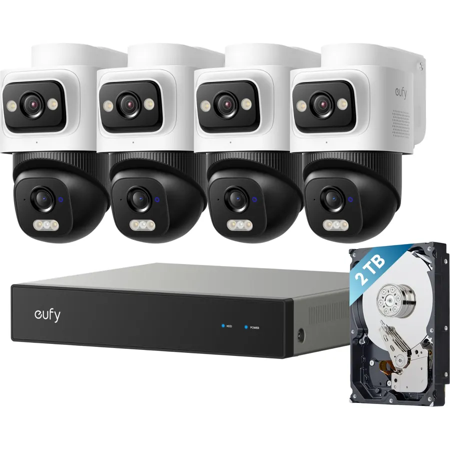 eufy Security NVR System E50,4-Cam Kit,4K Dual-Lens Bullet-PTZ (2TB HDD)