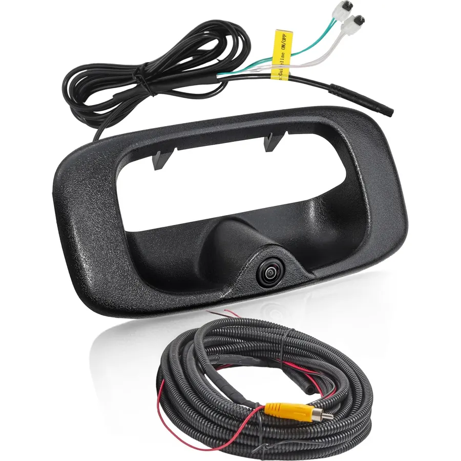 EWAY Tailgate Handle Backup Camera for 1999-2006 Chevy Silverado GMC Sierra 1500 2500 3500 HD Classic Tailgate Reversing Rear View Back Up Camera RCA Plug, Replaces# 15228539, GM1915105, GM1916102