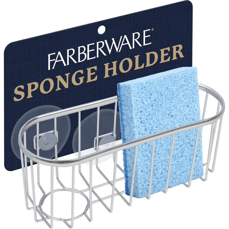 Farberware Metal Sponge Holder for Kitchen Sink, 7.13"x2.88"x3"