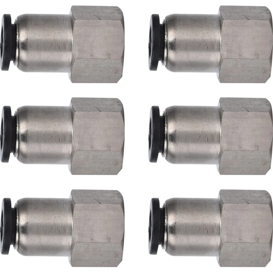 Female Brass Pneumatic Connector Reliable Air Line Connector for Automation Equipment 10 Pieces for Air Compressor Accessories (6-03)