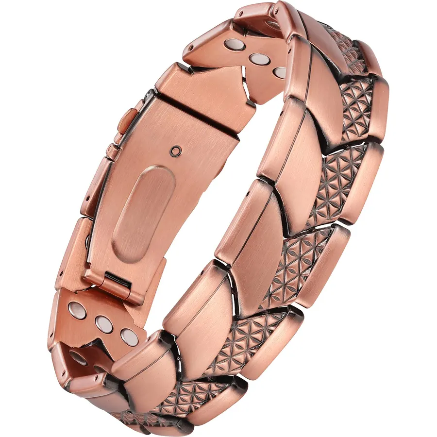 Feraco Pure Copper Magnetic Bracelet for Men,3X Strength Magnets Jewelry