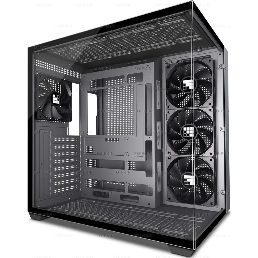FOIFKIN F300 (2025) PC Case - Pre-Installed 4 No RGB Fan, ATX Mid-Tower Computer case, Gaming PC Case, 270° Panoramic Glass with Type-C, FOIFKIN (Black+)
