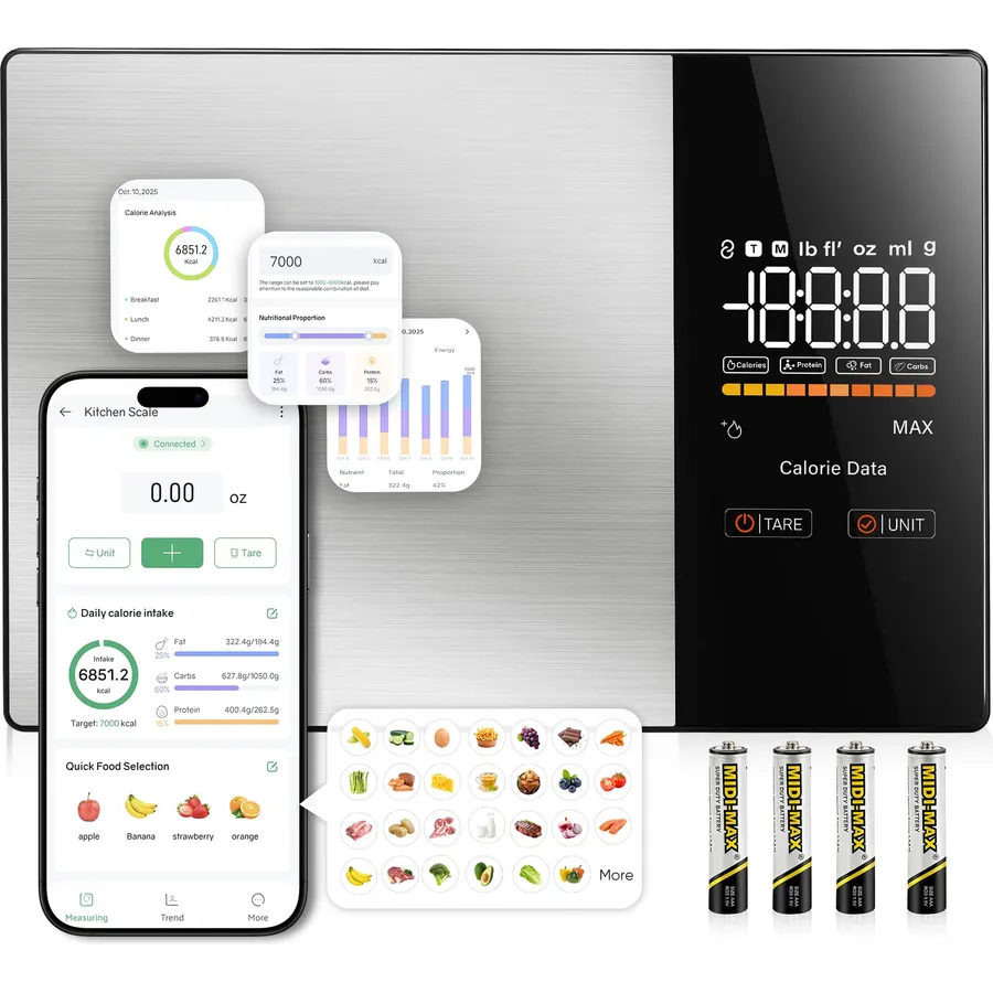 Food Kitchen Scale with Nutritional Calculator, Tracks 23 Nutrients