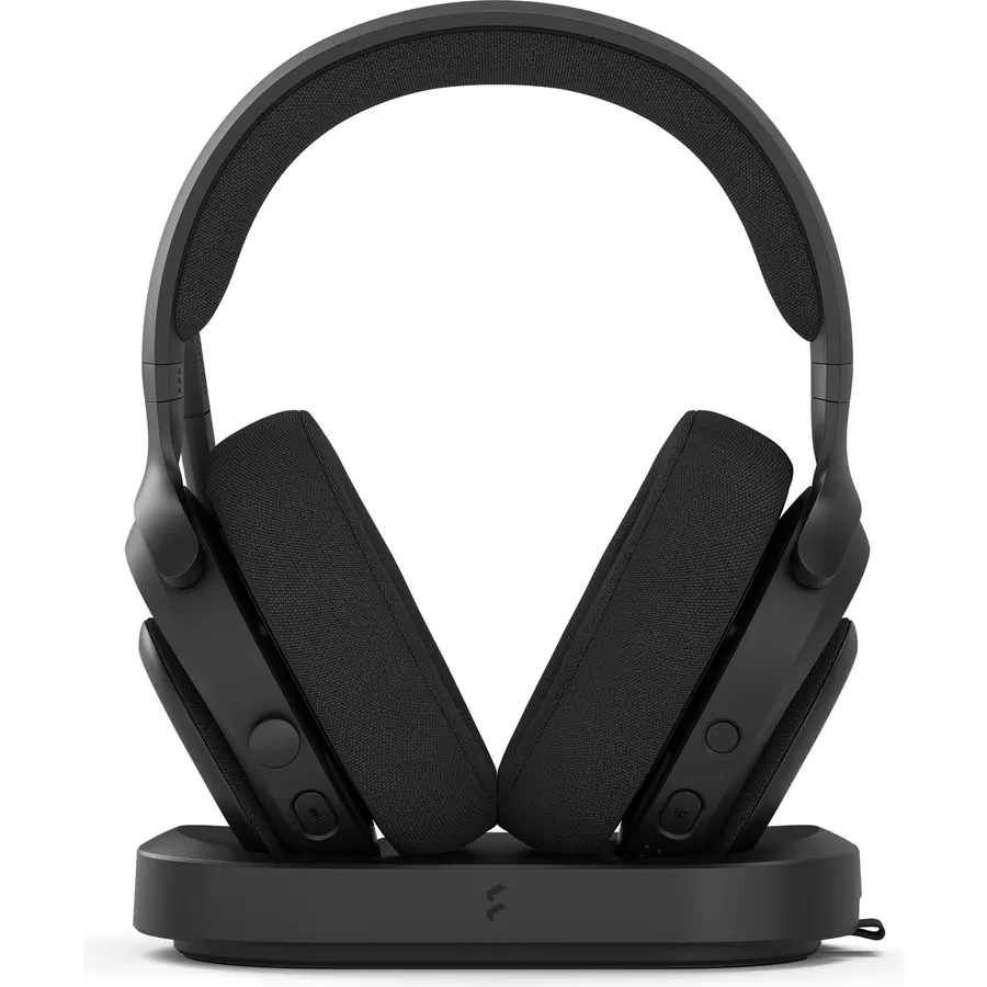 Fractal Design Scape Dark - Wireless PC Gaming Headset - Detachable Flip-to-Mute Microphone with Noise Cancellation - Battery Life Up to 40 Hours - Configurable Ambient Lighting - Black