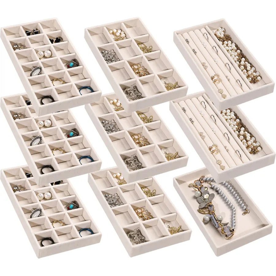 Frebeauty Jewelry Trays for Drawer,Set of 9 Jewelry Organizer and Storage