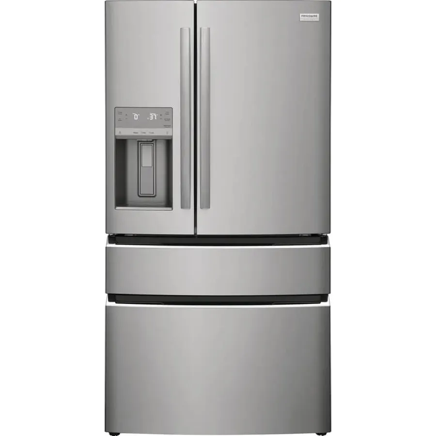 Frigidaire 36 Inch Freestanding French Door Refrigerator with 26.3 cu. ft. Total Capacity,Custom-Flex Drawer, Gallon Bins, and External Ice/Water Dispenser in Stainless Steel GRMS2773AF