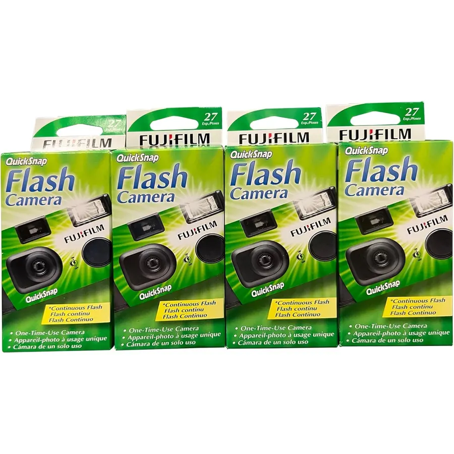 Fujifilm QuickSnap Flash 400 Disposable 35mm Camera w/, 27 Exp, 4-Pack