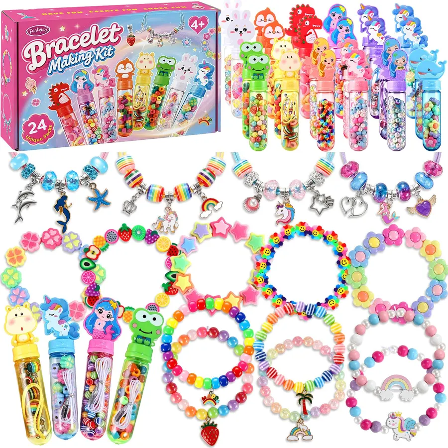 Funtopia 24pack Bracelet Making Kit for Girls, Party Favor Classroom Prizes
