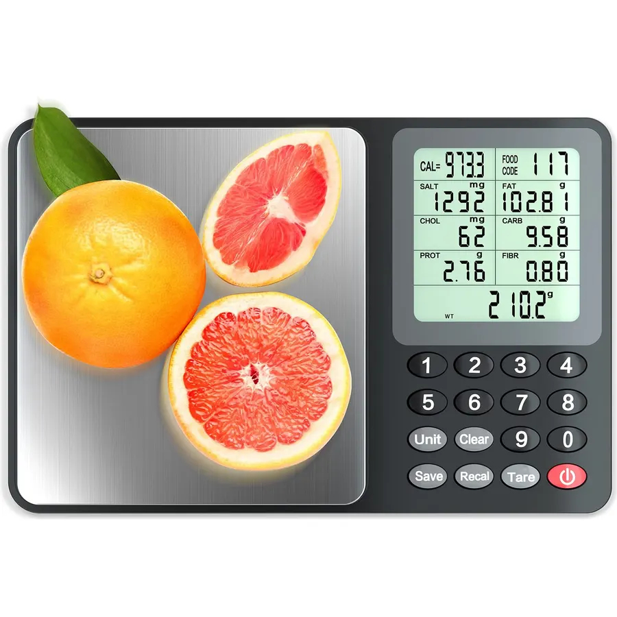 Fuzion Food Kitchen Scale with Nutritional Calculator, 6.6 lb / 3 kg