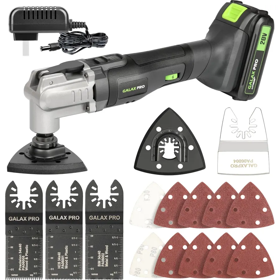 GALAX PRO 20V Cordless Oscillating Multi Tool Kit with 15pcs Accessories