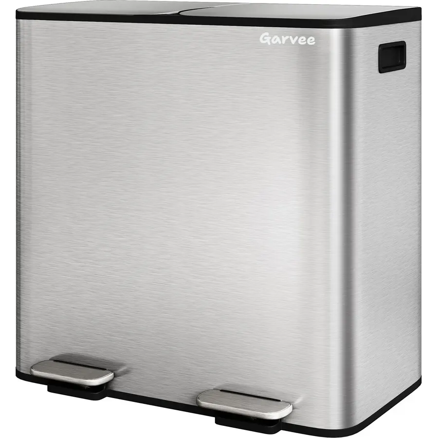 Garvee 2x10.6 Gal Dual Kitchen Trash Can Fingerprint-Proof Stainless Steel