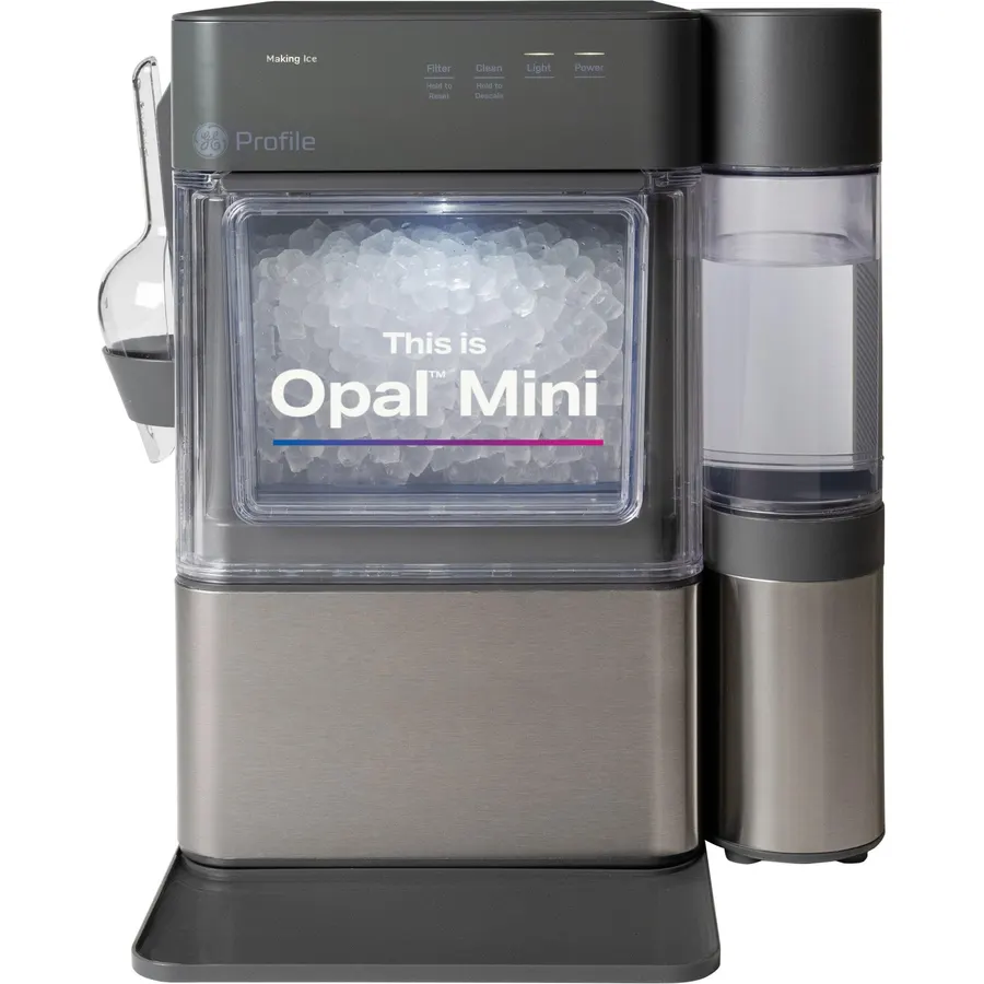 GE Profile Opal MINI PRO Nugget Ice Maker w/Side Tank, Portable Countertop Pebble Ice Machine, 36 lbs/Day, Top Fill, 6 Pack Descaler & Scoop, Stainless Steel
