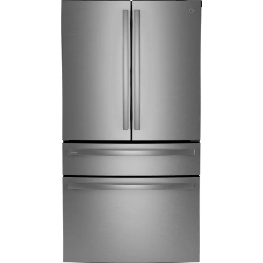 GE Profile PJE23BYWFS 23.1 Cu.Ft Counter-Depth French Door Refrigerator – Stainless Steel, Internal Water Dispenser, TwinChill™ Cooling, LED Lighting, Adjustable Shelves