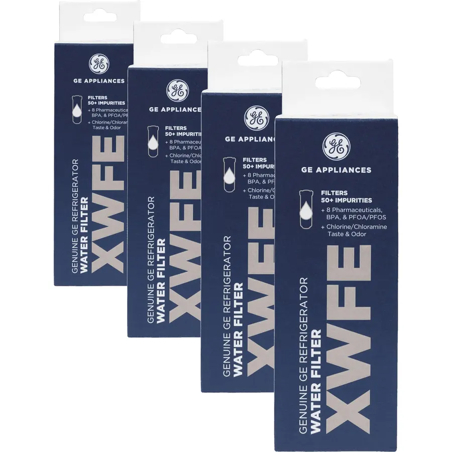 GE XWFE Refrigerator Water Filter | Reduces Lead & 50+ Impurities | Replace Every 6 Months | Pack of 4