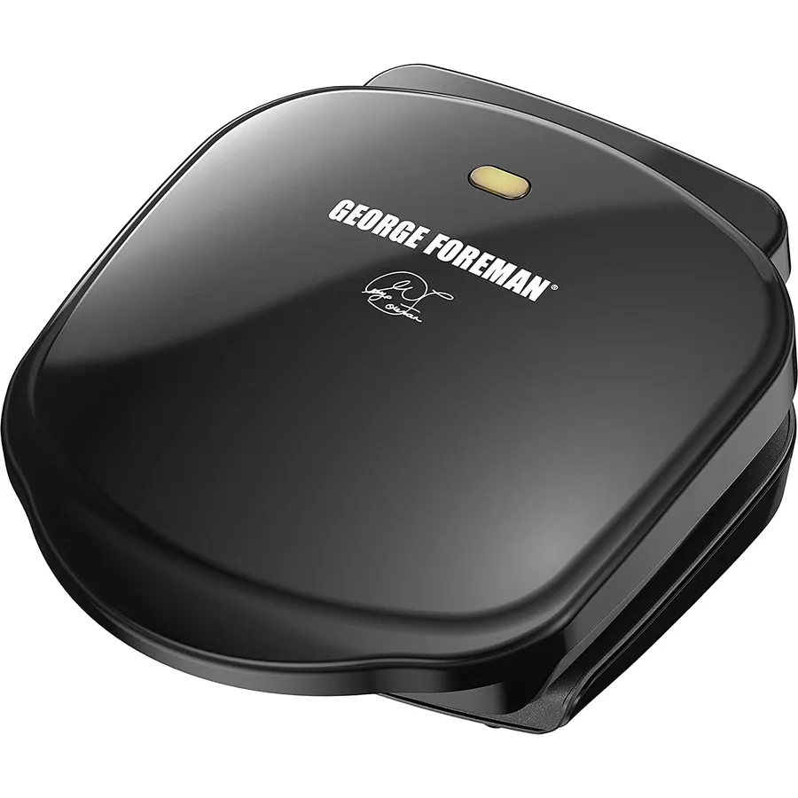 George Foreman GR10B 2-Serving Mini Grill & Panini Press, Compact 7.3” x 5.6” Cooking Surface,1–2 Servings, Dorms & Small Kitchens