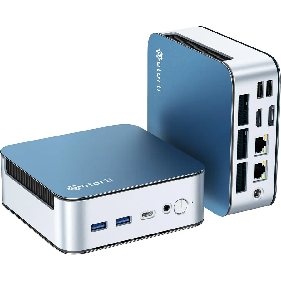 Getorli Mini PC Ryzen 5 6600H (Up to 4.5GHz), 32GB LPDDR5 1TB NVMe SSD, Triple 4K Display Mini Desktop Computer, Dual LAN, WiFi 6 BT5.3, Micro PC for Office, Home, Light Gaming