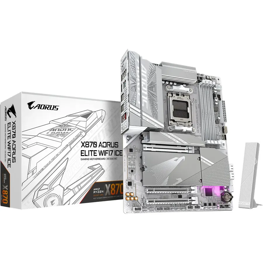 GIGABYTE X870E AORUS Elite WiFi 7 AMD AM5 LGA 1718 Motherboard, ATX, DDR5, 4X M.2, PCIe 5.0, USB4, 2.5GbE LAN, EZ-Latch