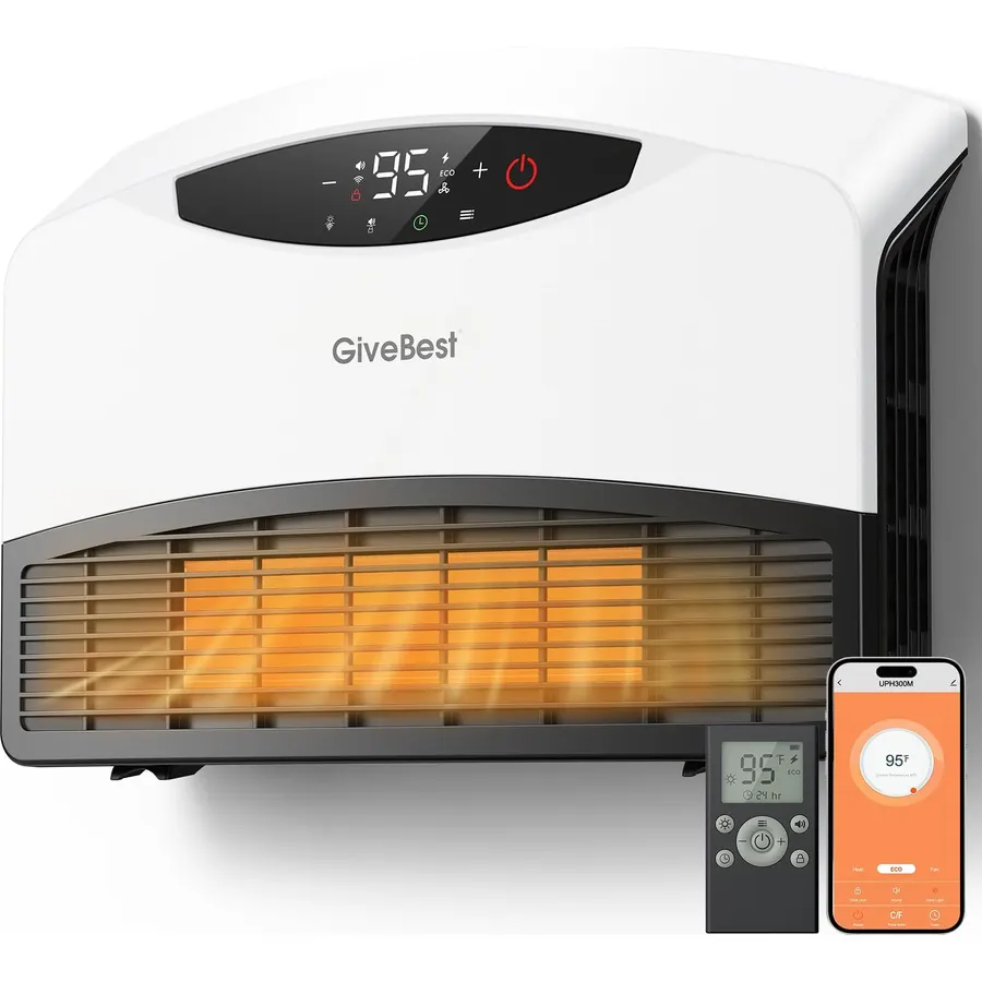GiveBest Smart Wall Heater, 1500W Space Heaters for Indoor Use, Large Room