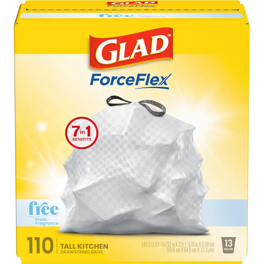 Glad ForceFlex Tall Kitchen Trash Bags, 13 Gallon, Pine-Sol Original, 40 Count (Package May Vary)