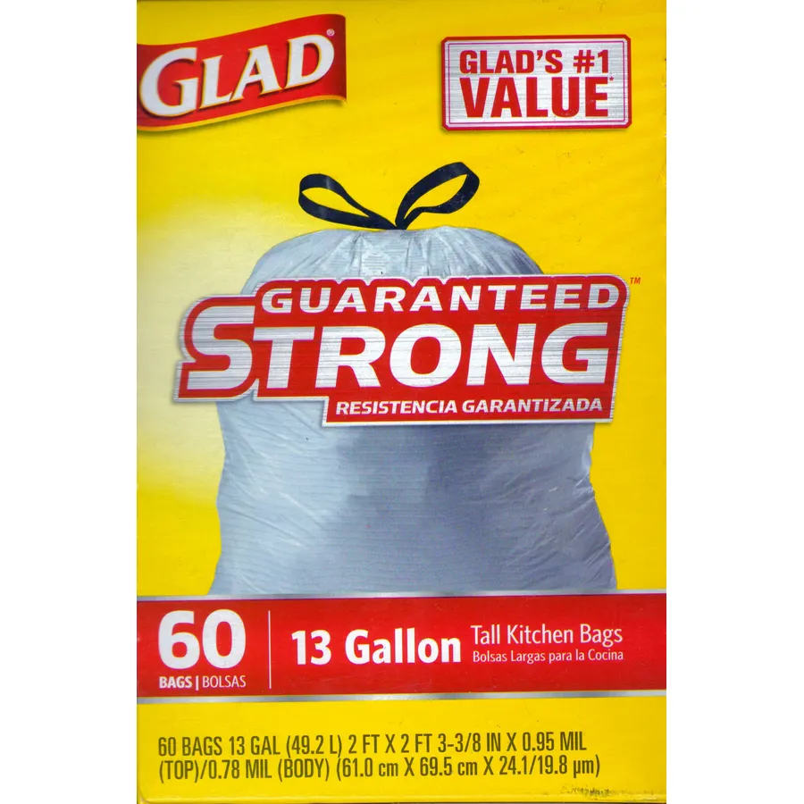 Glad Tall Kitchen Drawstring Trash Bags With Reinforcing Bands 13 Gal 60 Ct