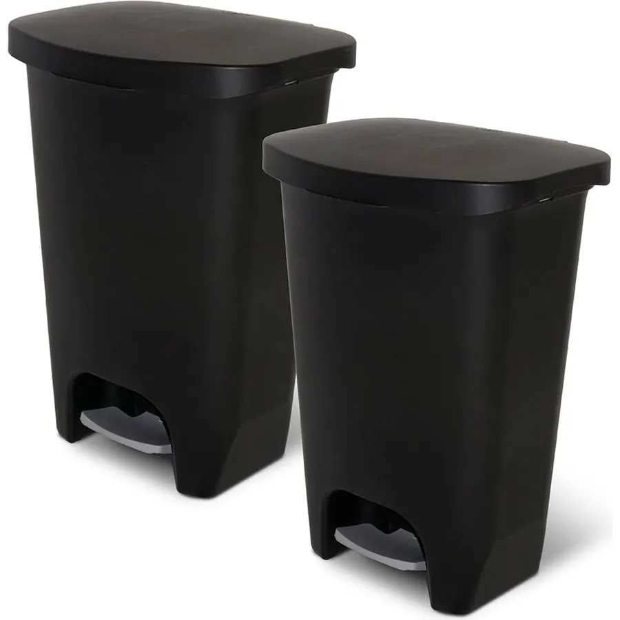 Glad Trash Can with Clorox Odor Protection, 13 Gallon, White, 2 Pack