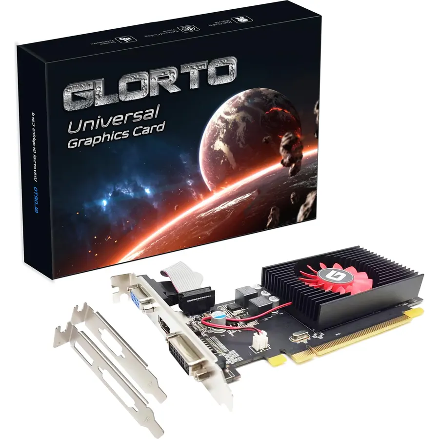 Glorto Radeon HD 5450 1GB DDR3 Low Profile Graphics Card, PCI Express 2.0 x16, HDMI/VGA/DVI, Entry Level GPU for PC, SFF and HTPC