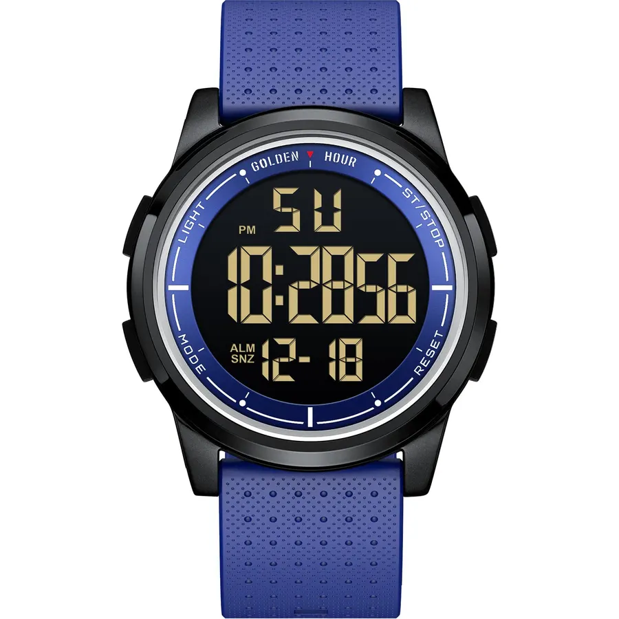 GOLDEN HOUR Ultra-Thin Minimalist Sports Waterproof Digital Men's Watches with Wide-Angle Display Rubber Strap Wristwatch for Men Women