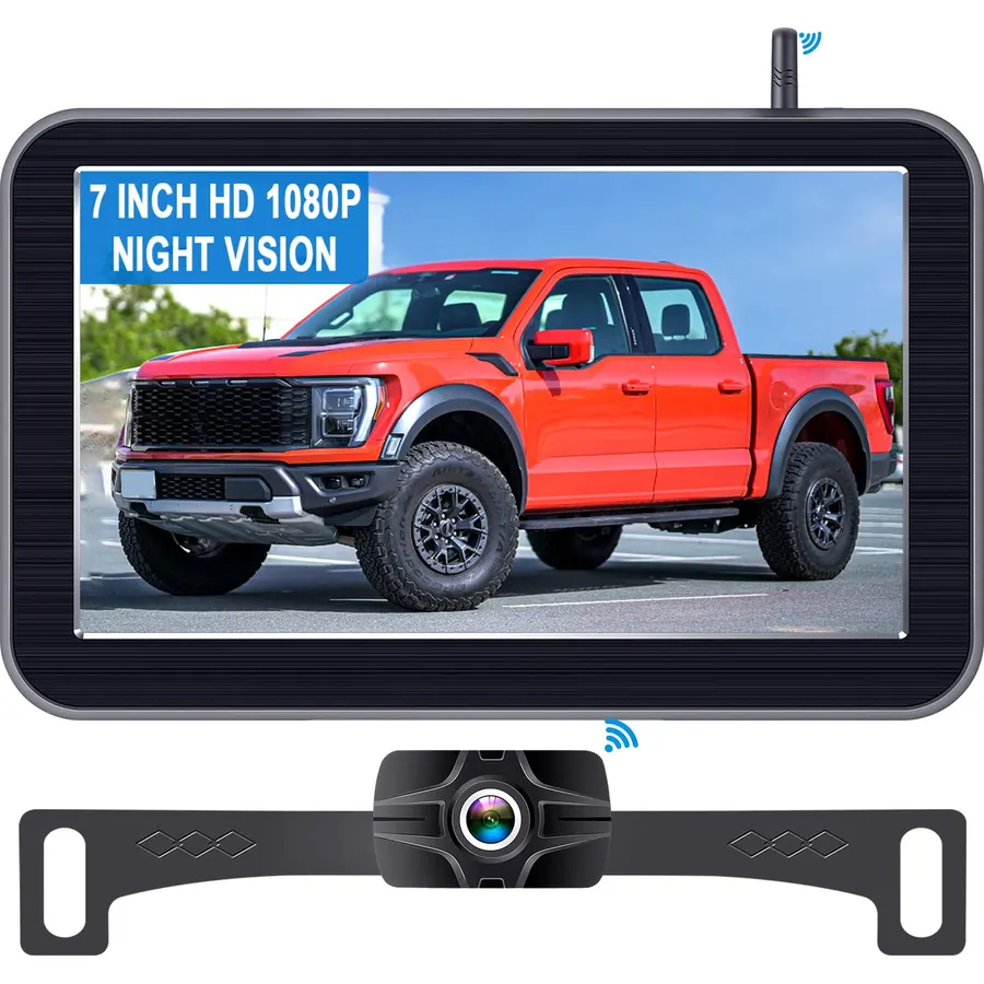 HD 1080P 7 Inch Wireless Backup Camera for Truck: 15-Min Easy to Install
